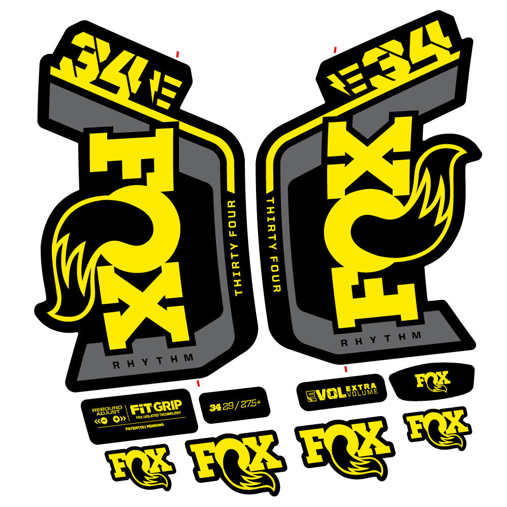Stickers Fox Factory 34 Rhythm E 2024 compatibles Autocollants fourche VTT 29"