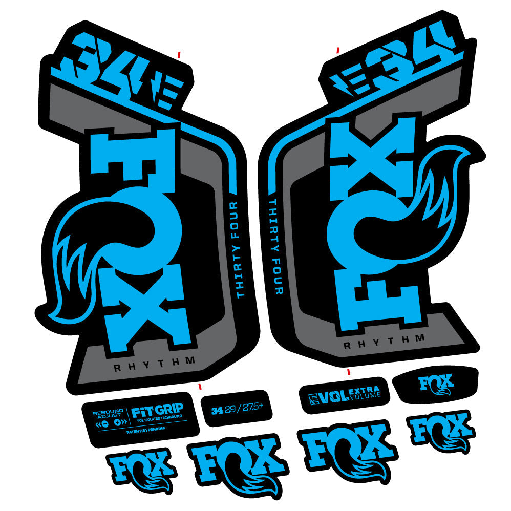 Stickers Fox Factory 34 Rhythm E 2024 compatibles Autocollants fourche VTT 29"