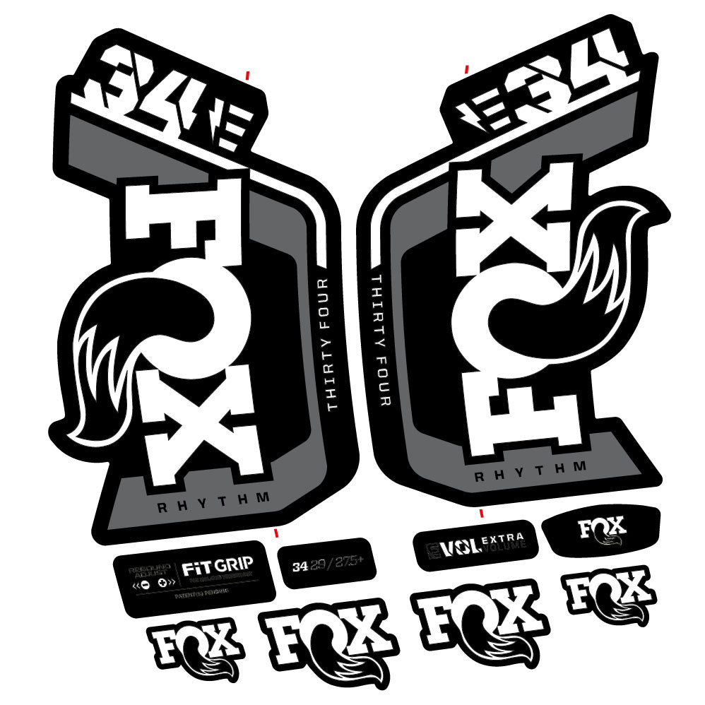 Stickers Fox Factory 34 Rhythm E 2024 compatibles Autocollants fourche VTT 29"