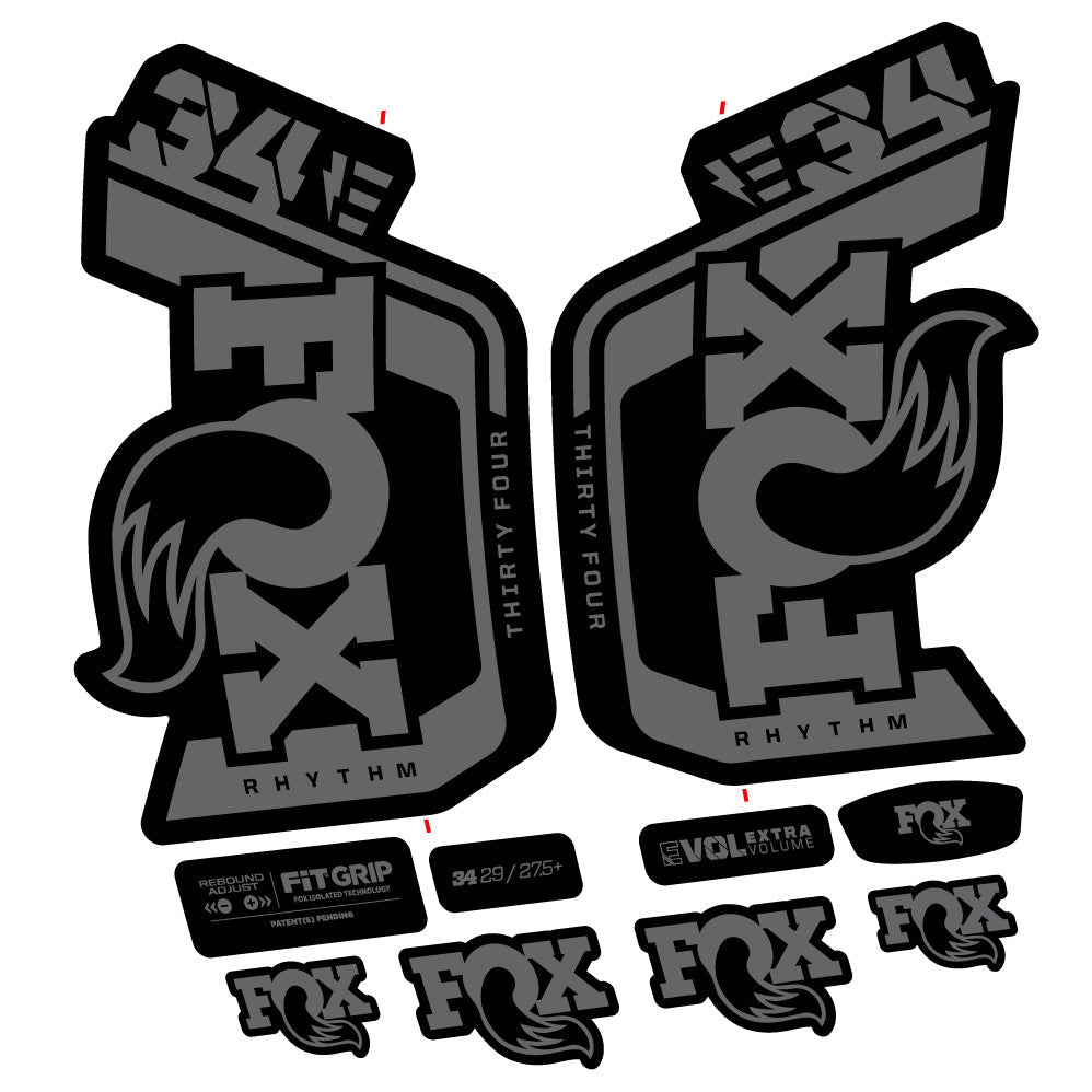 Stickers Fox Factory 34 Rhythm E 2024 compatibles Autocollants fourche VTT 29"