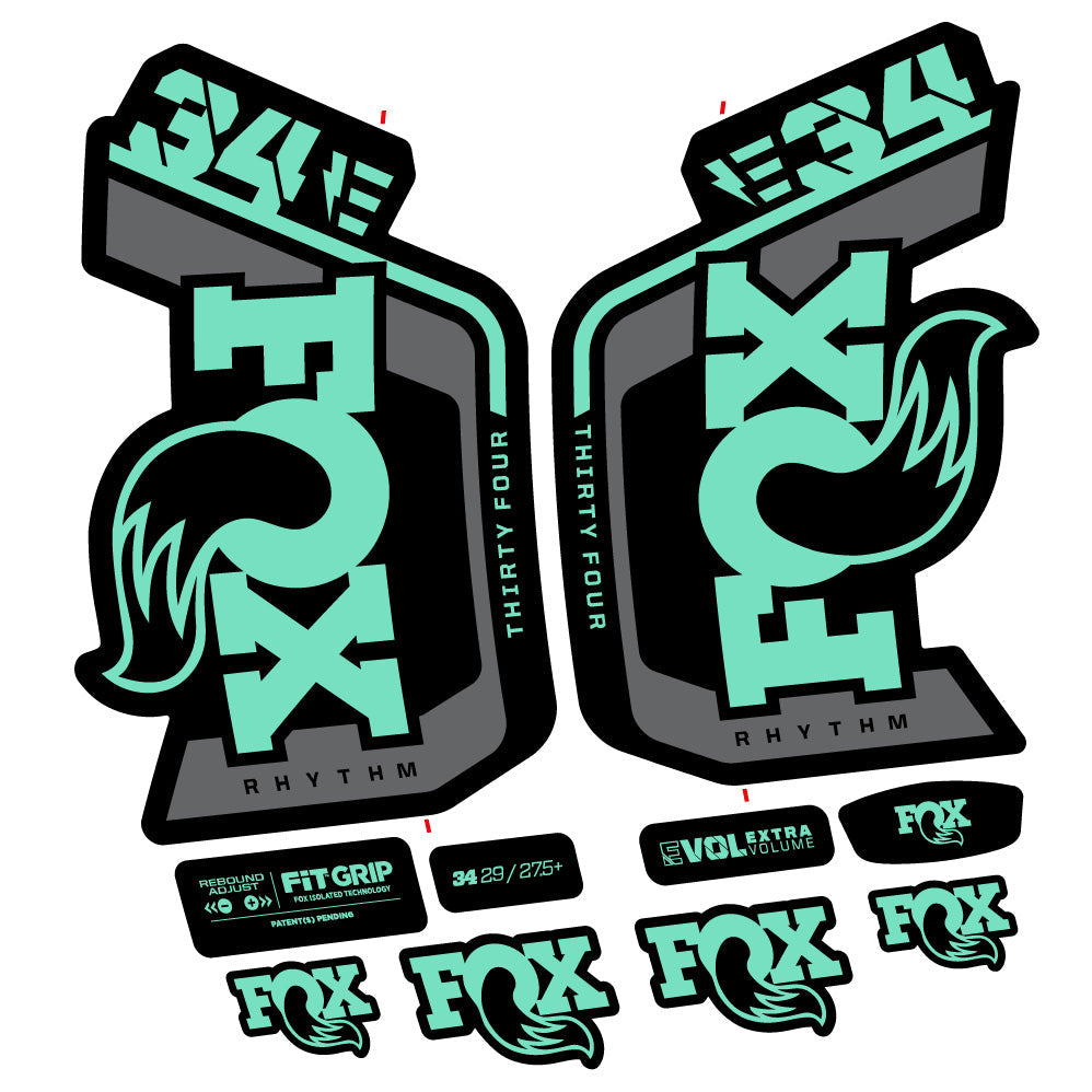 Stickers Fox Factory 34 Rhythm E 2024 compatibles Autocollants fourche VTT 29"
