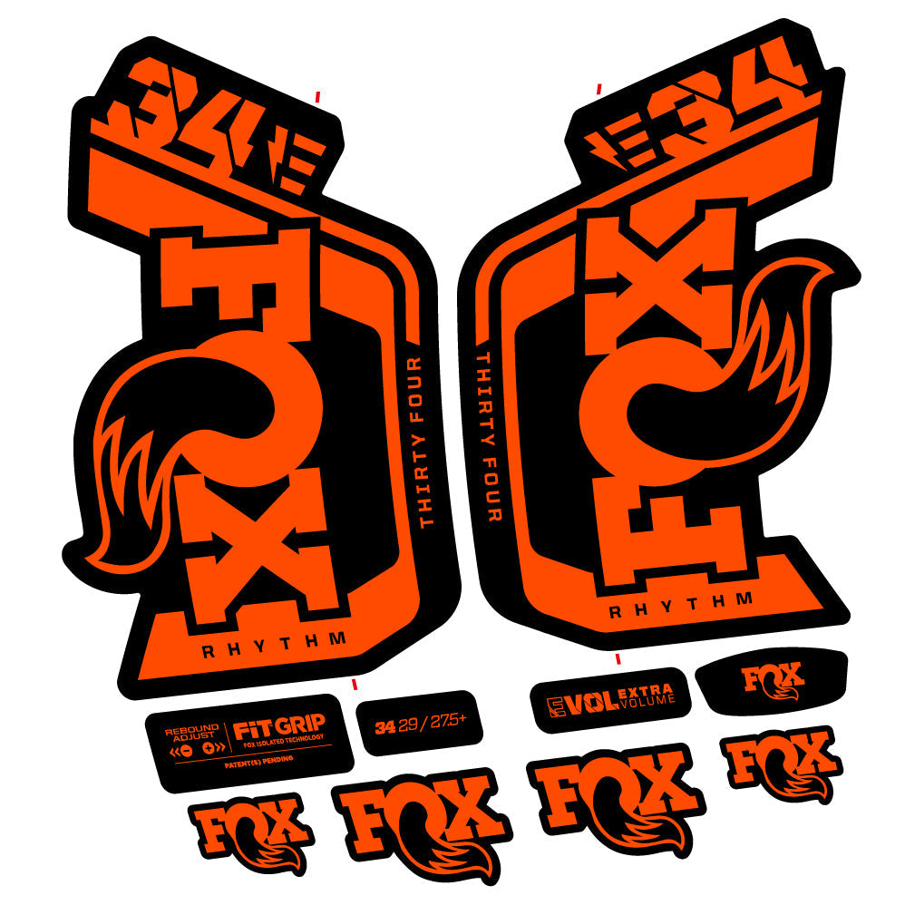 Stickers Fox Factory 34 Rhythm E 2024 compatibles Autocollants fourche VTT 29"