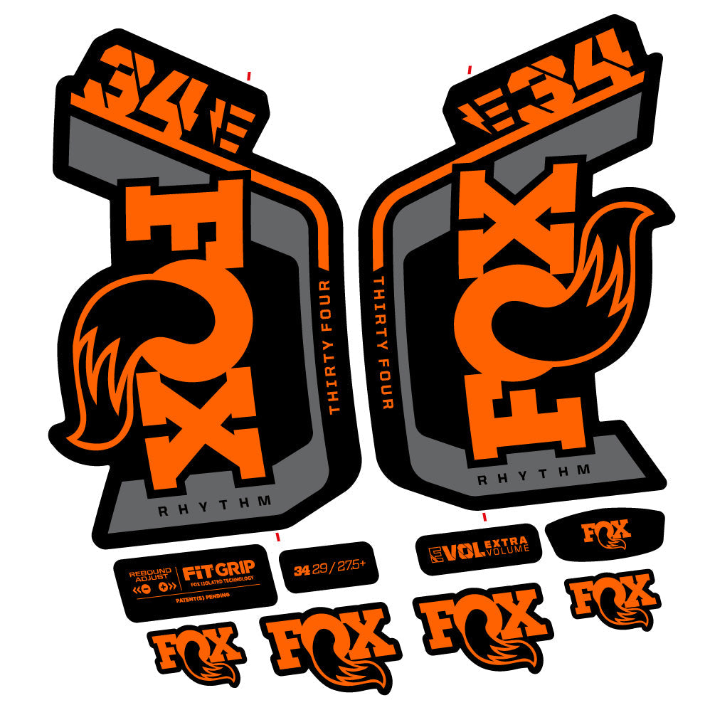 Stickers Fox Factory 34 Rhythm E 2024 compatibles Autocollants fourche VTT 29"