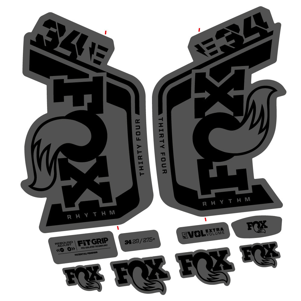 Stickers Fox Factory 34 Rhythm E 2024 compatibles Autocollants fourche VTT 29"