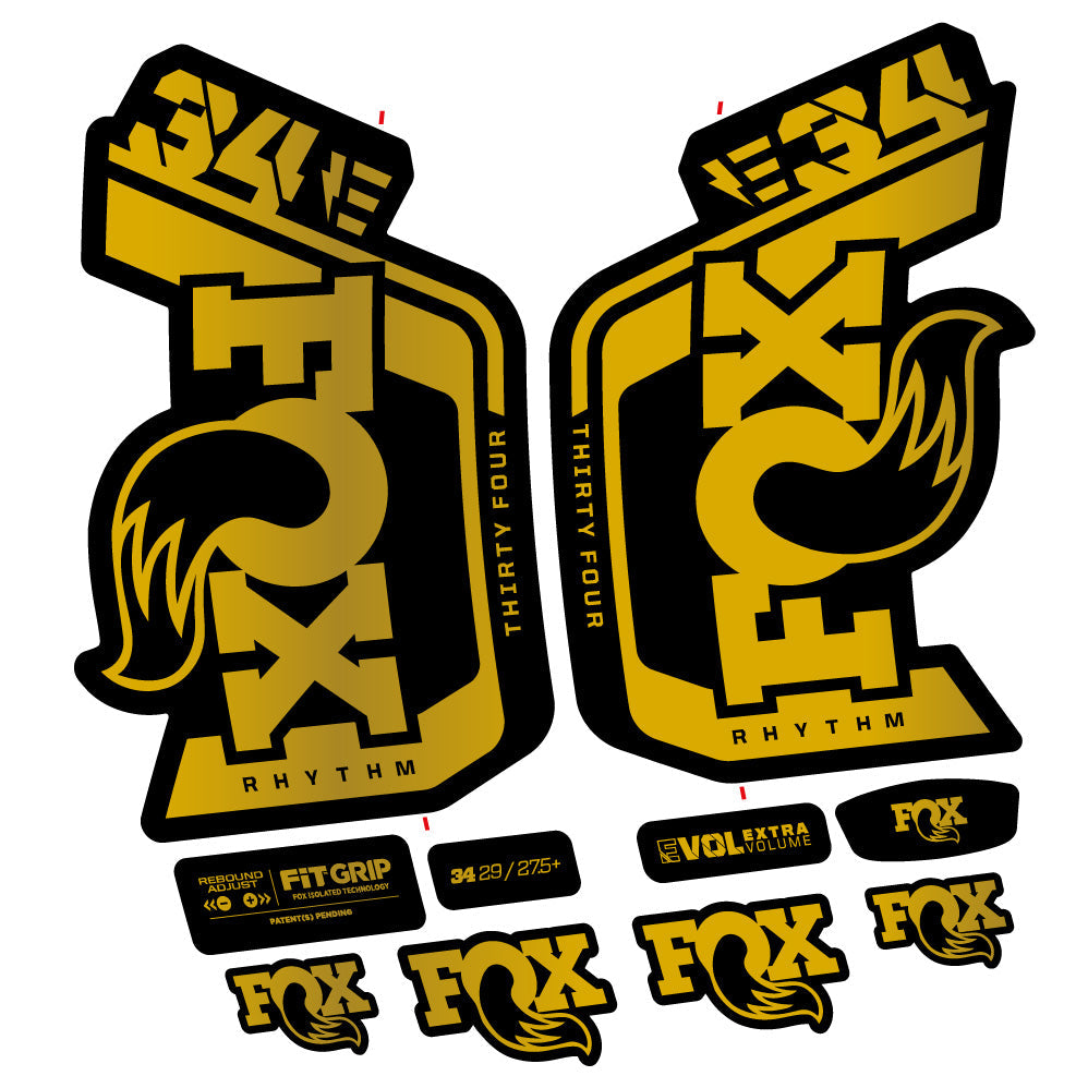 Stickers Fox Factory 34 Rhythm E 2024 compatibles Autocollants fourche VTT 29"