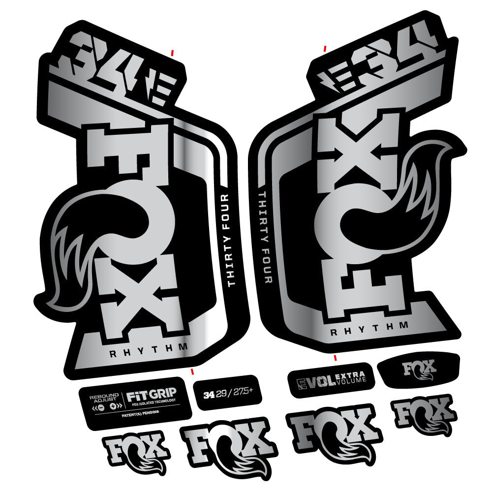 Stickers Fox Factory 34 Rhythm E 2024 compatibles Autocollants fourche VTT 29"