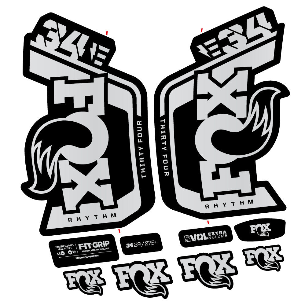 Stickers Fox Factory 34 Rhythm E 2024 compatibles Autocollants fourche VTT 29"