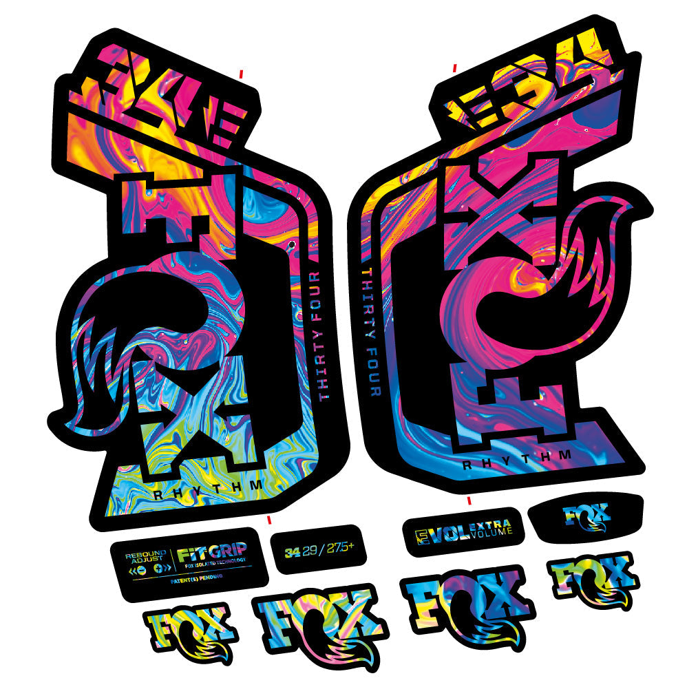 Stickers Fox Factory 34 Rhythm E 2024 compatibles Autocollants fourche VTT 29"