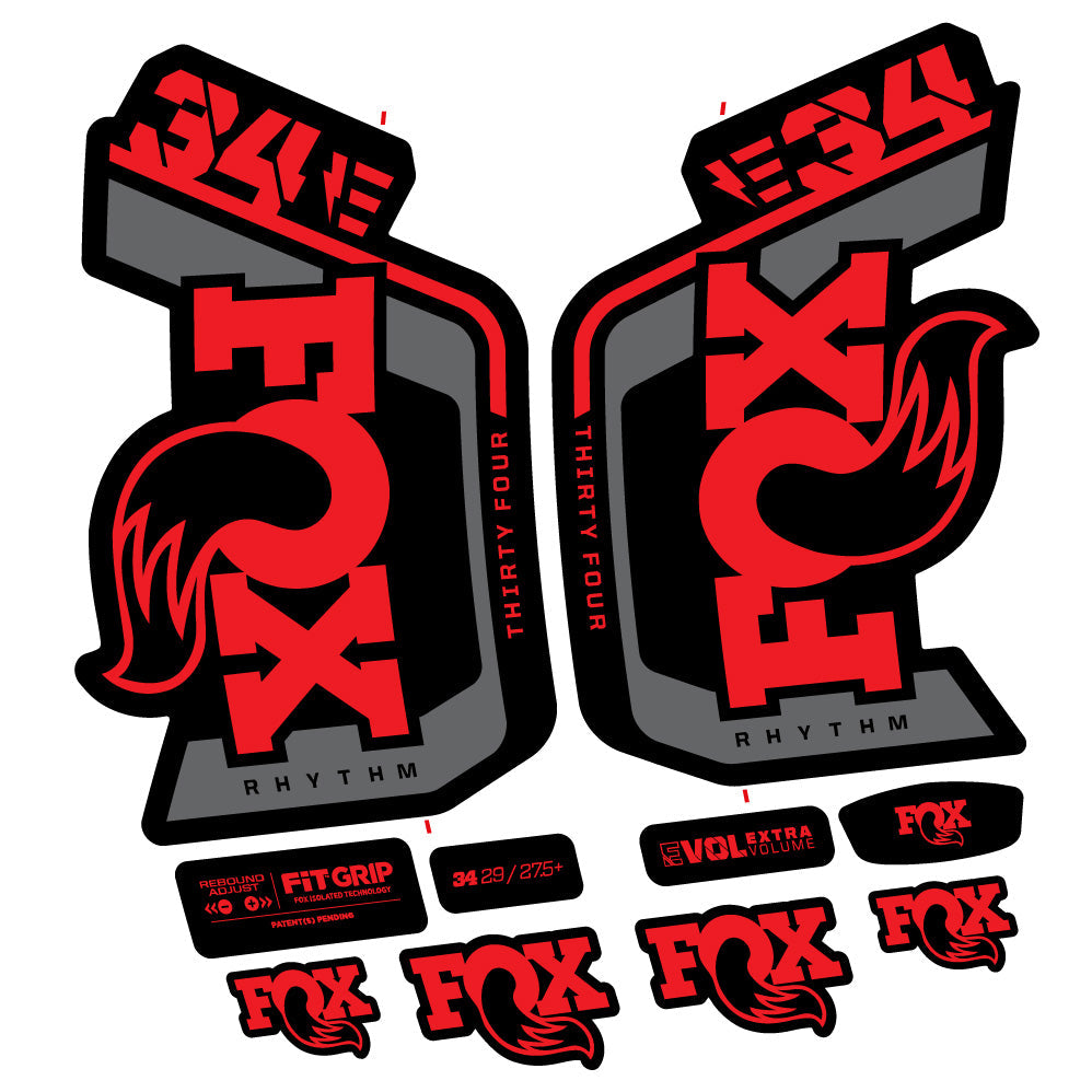 Stickers Fox Factory 34 Rhythm E 2024 compatibles Autocollants fourche VTT 29"