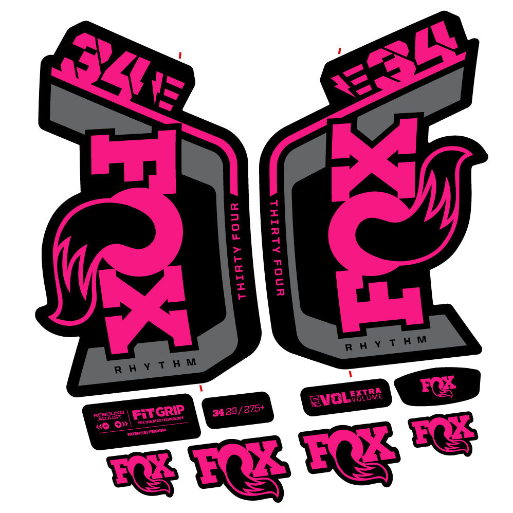 Stickers Fox Factory 34 Rhythm E 2024 compatibles Autocollants fourche VTT 29"