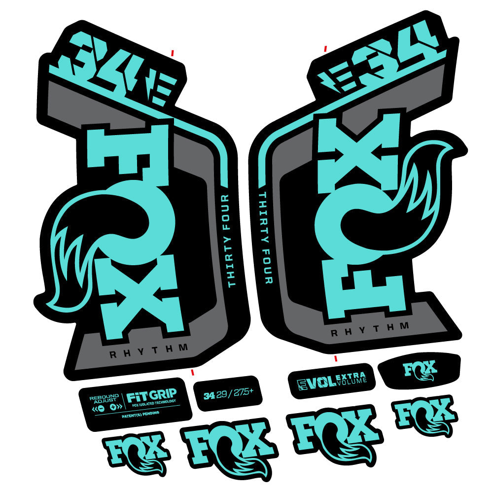 Stickers Fox Factory 34 Rhythm E 2024 compatibles Autocollants fourche VTT 29"