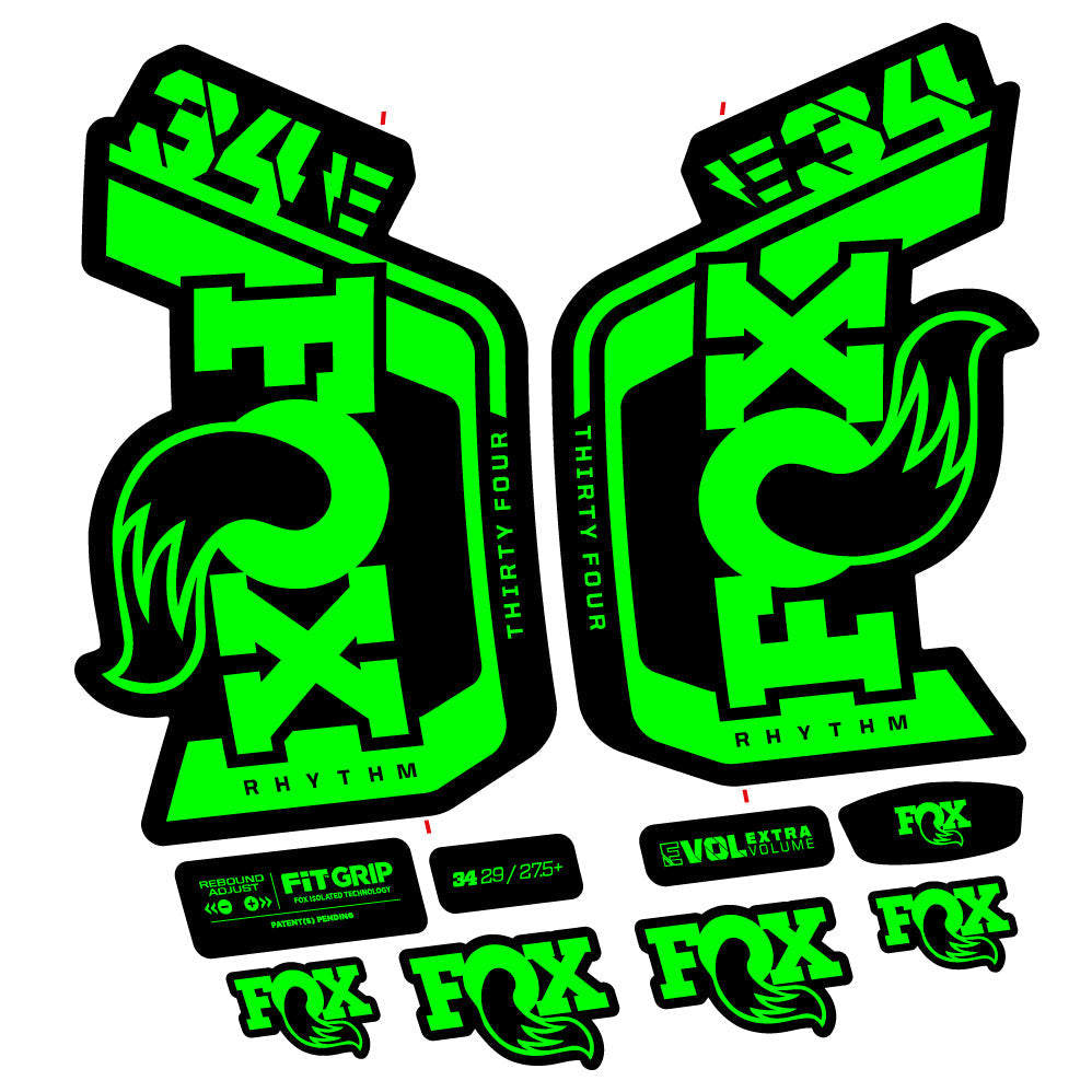 Stickers Fox Factory 34 Rhythm E 2024 compatibles Autocollants fourche VTT 29"
