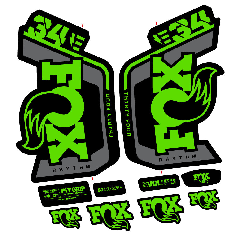 Stickers Fox Factory 34 Rhythm E 2024 compatibles Autocollants fourche VTT 29"