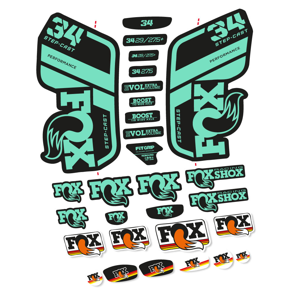 Stickers Fox 34 Performance SC 2021 compatibles Autocollants fourche VTT 29"