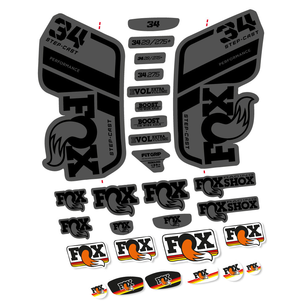 Stickers Fox 34 Performance SC 2021 compatibles Autocollants fourche VTT 29"