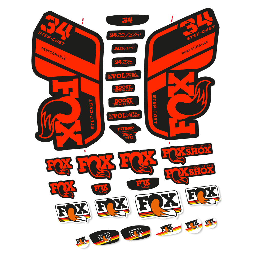Stickers Fox 34 Performance SC 2021 compatibles Autocollants fourche VTT 29"