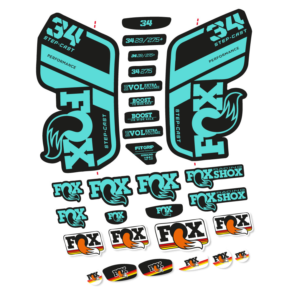 Stickers Fox 34 Performance SC 2021 compatibles - Autocollants fourche VTT