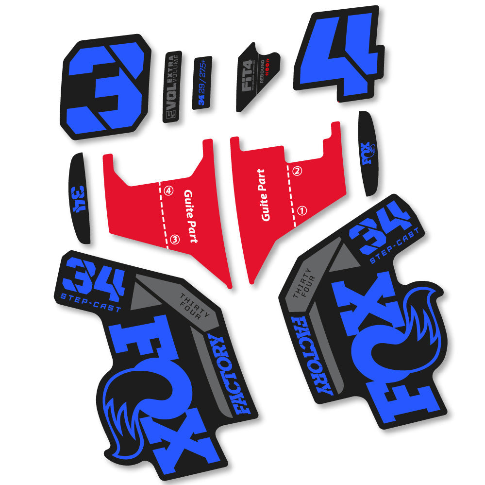 Stickers Fox 34 Factory Step Cast 2022 compatibles Autocollants fourche VTT 29"