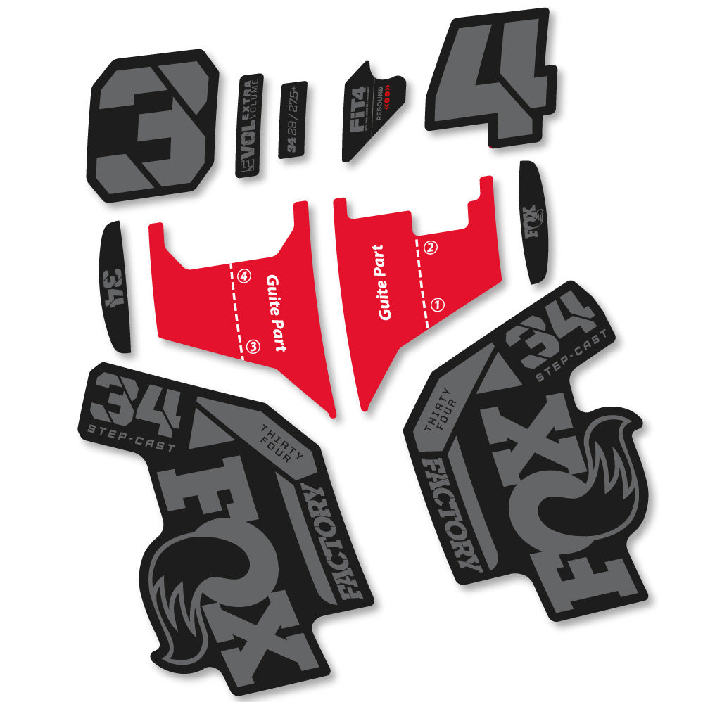 Stickers Fox 34 Factory Step Cast 2022 compatibles - Autocollants fourche VTT