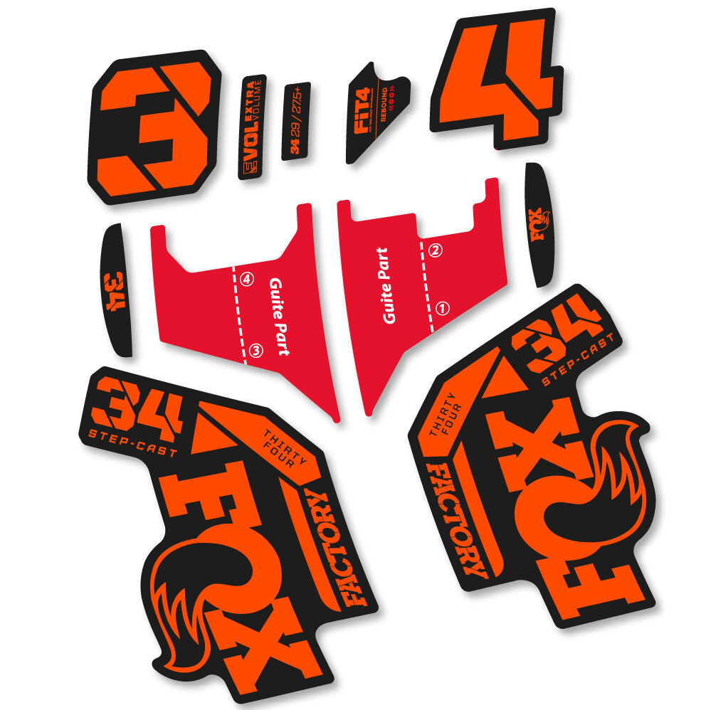 Stickers Fox 34 Factory Step Cast 2022 compatibles - Autocollants fourche VTT