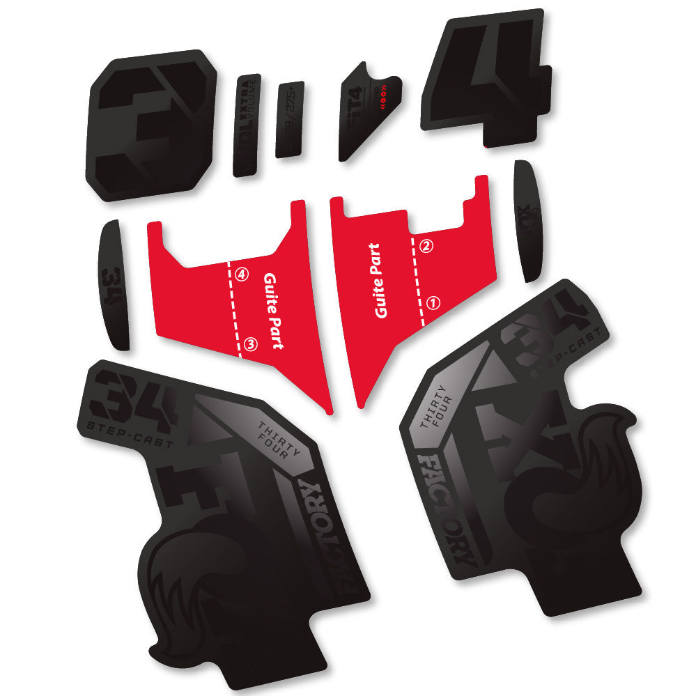 Stickers Fox 34 Factory Step Cast 2022 compatibles Autocollants fourche VTT 29"