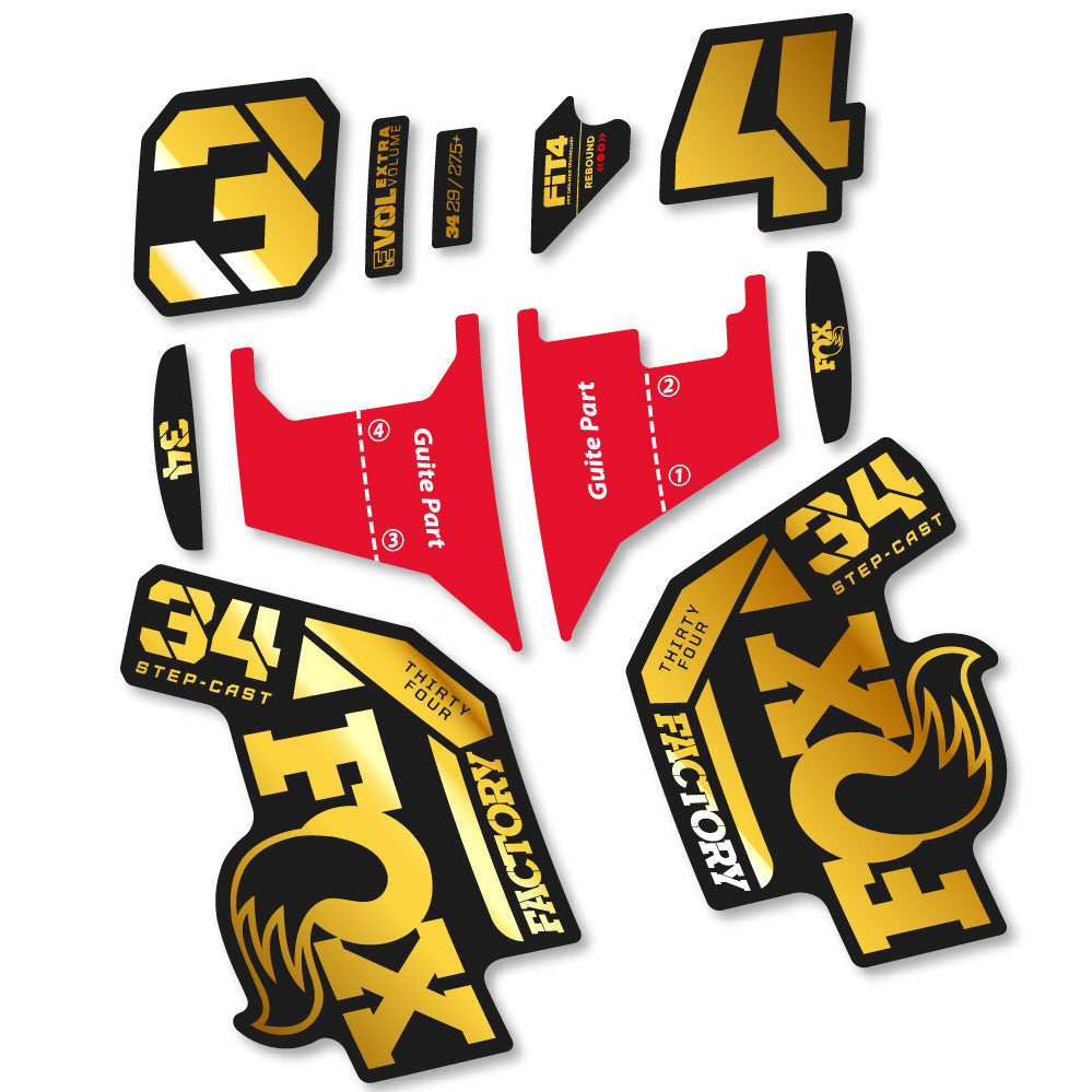 Stickers Fox 34 Factory Step Cast 2022 compatibles - Autocollants fourche VTT