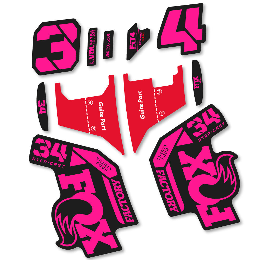 Stickers Fox 34 Factory Step Cast 2022 compatibles - Autocollants fourche VTT