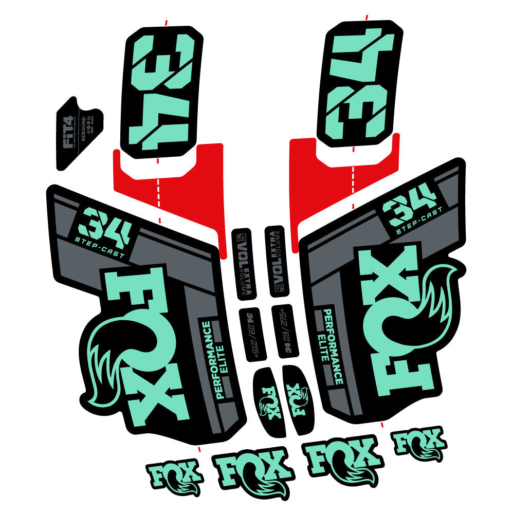 Stickers Fox 34 SC Elite 2021 compatibles Autocollants fourche VTT 29"
