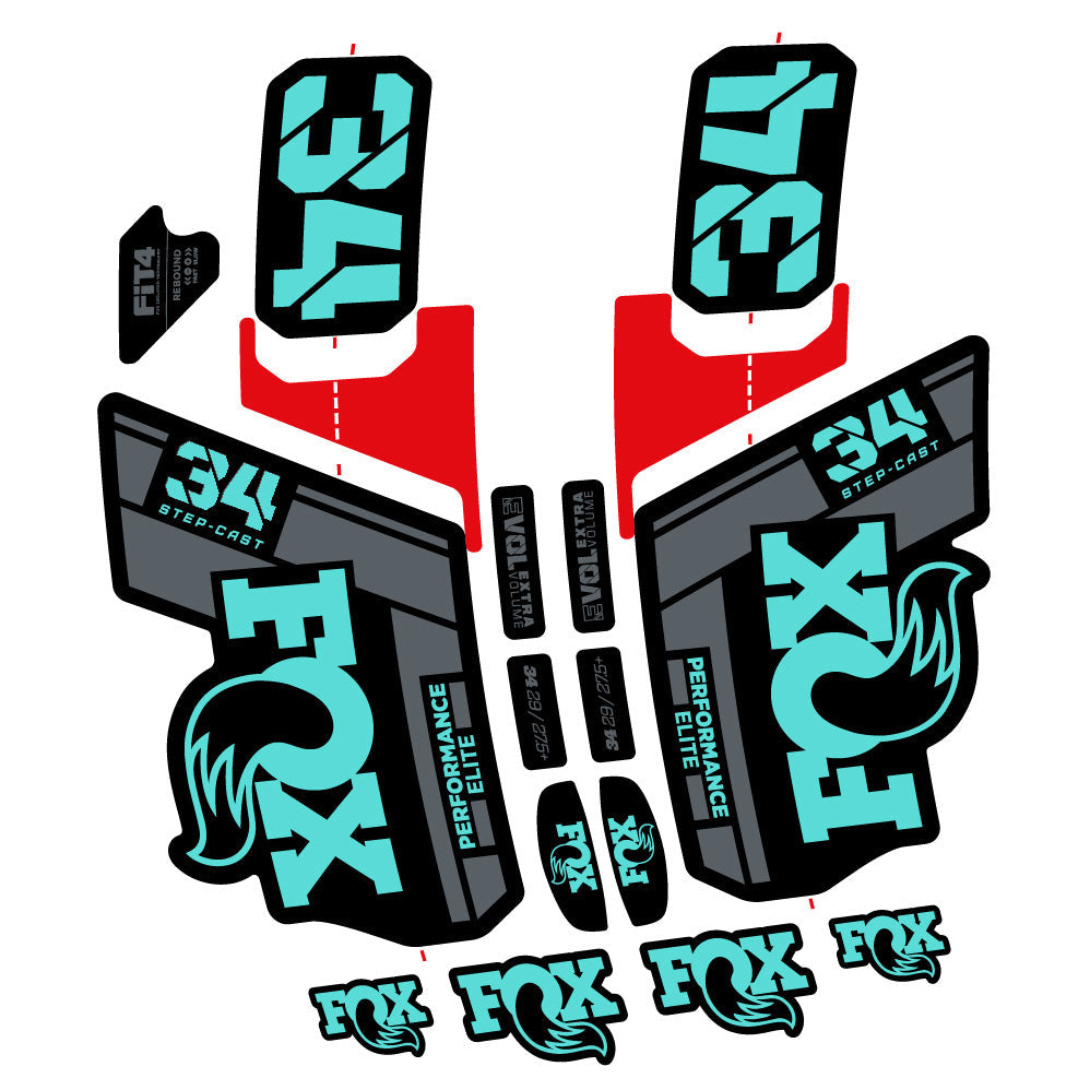 Stickers Fox 34 SC Elite 2021 compatibles Autocollants fourche VTT 29"