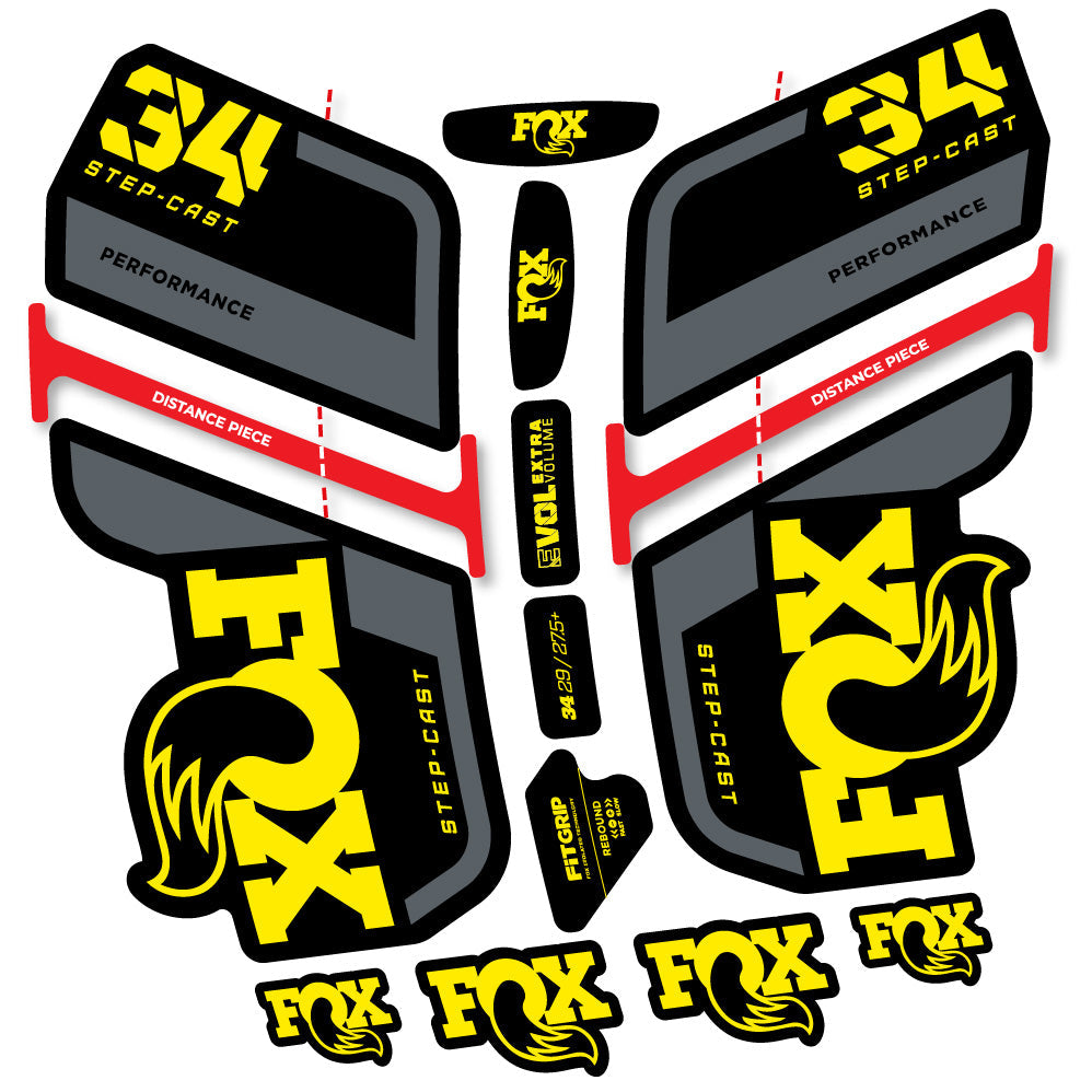 Stickers Fox 34 SC Performance 2022 compatibles Autocollants fourche VTT 29"