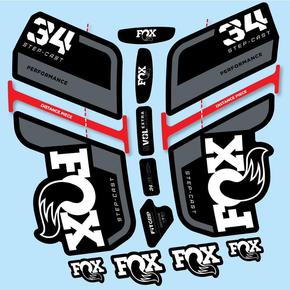 Stickers Fox 34 SC Performance 2022 compatibles Autocollants fourche VTT 29"