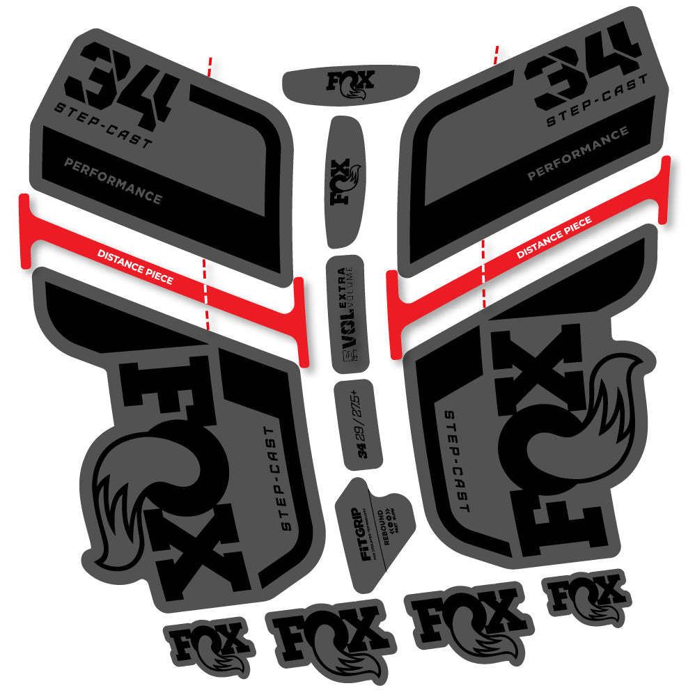 Stickers Fox 34 SC Performance 2022 compatibles Autocollants fourche VTT 29"