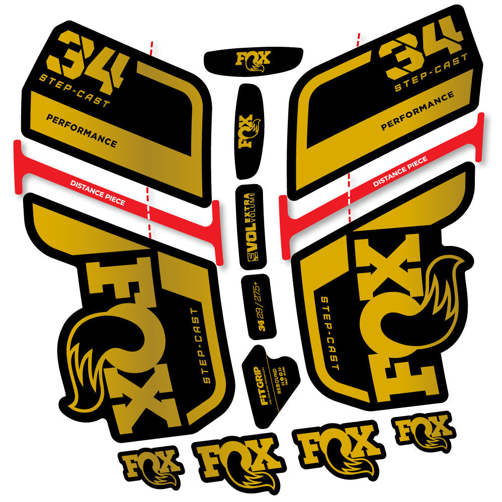 Stickers Fox 34 SC Performance 2022 compatibles Autocollants fourche VTT 29"