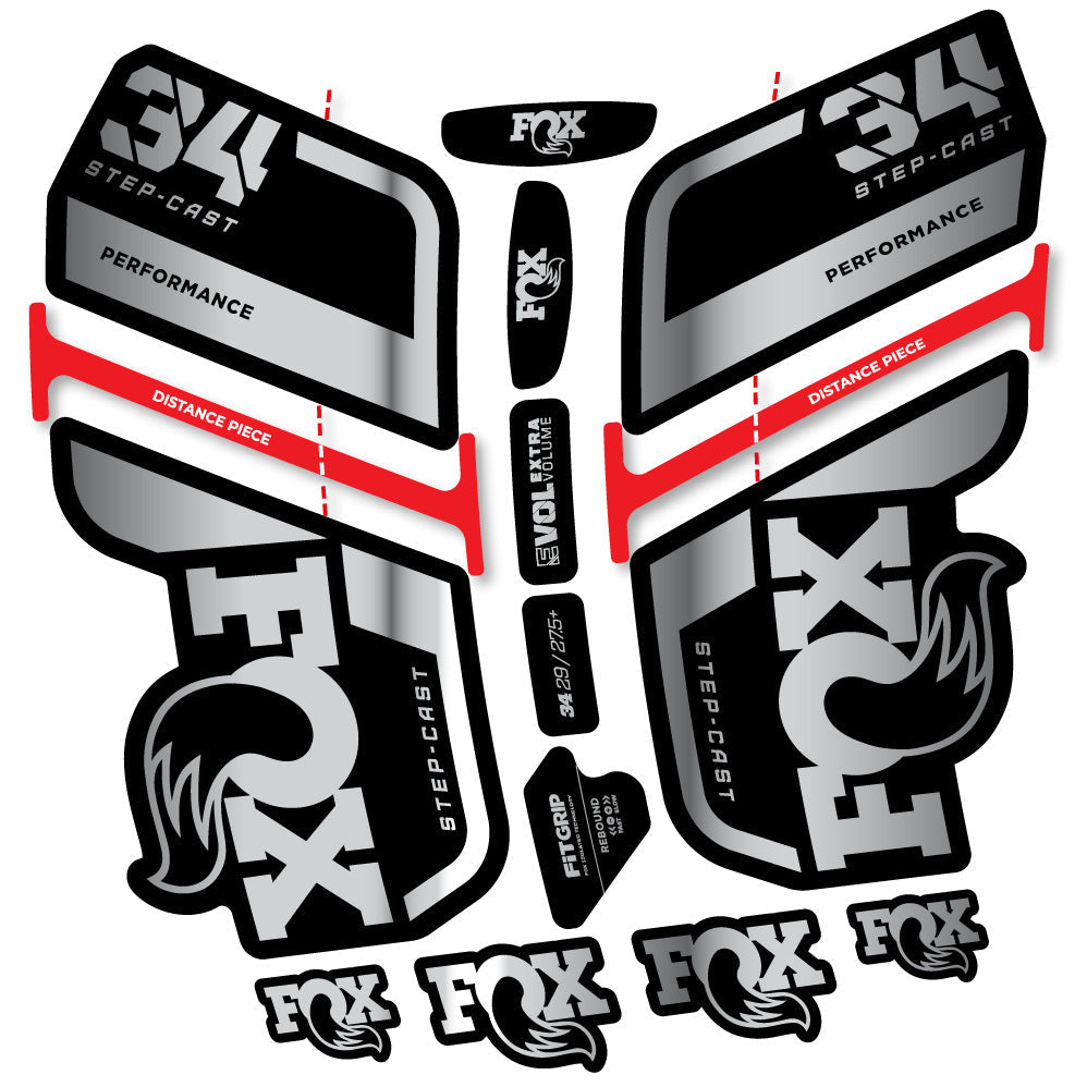 Stickers Fox 34 SC Performance 2022 compatibles Autocollants fourche VTT 29"