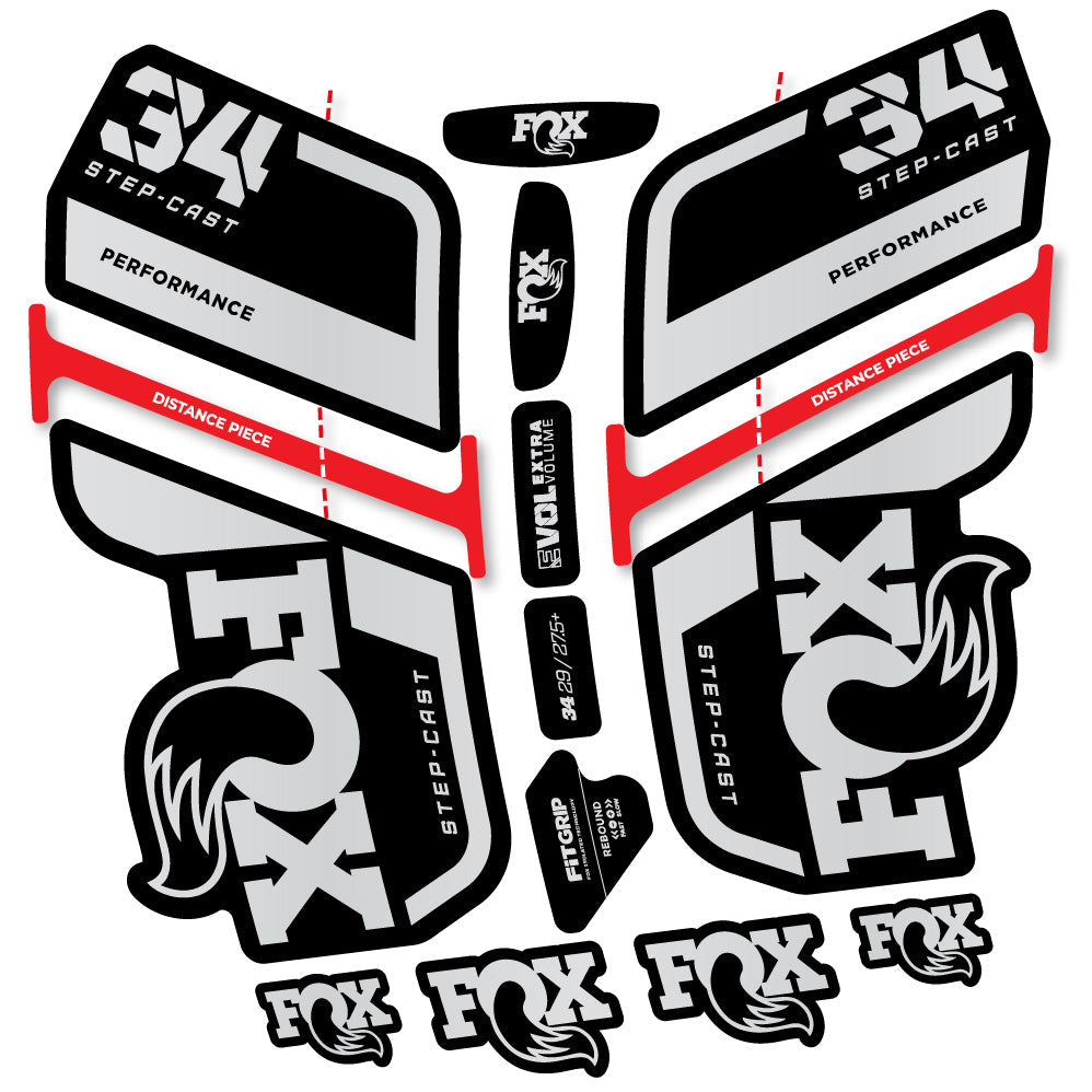 Stickers Fox 34 SC Performance 2022 compatibles Autocollants fourche VTT 29"