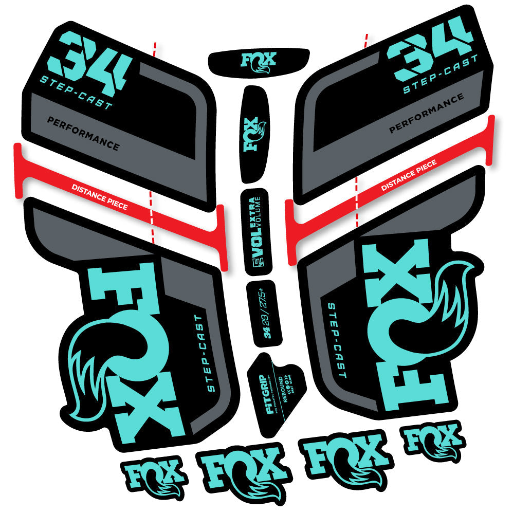 Stickers Fox 34 SC Performance 2022 compatibles Autocollants fourche VTT 29"