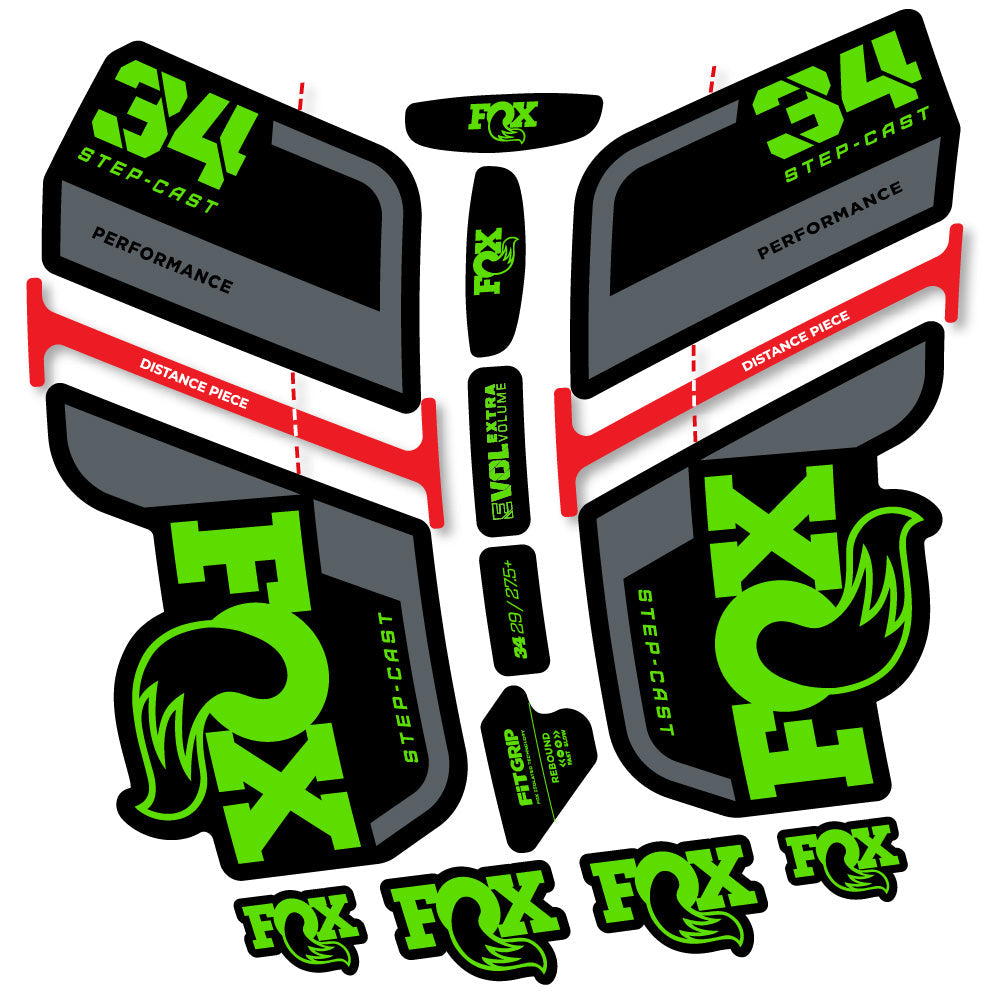Stickers Fox 34 SC Performance 2022 compatibles Autocollants fourche VTT 29"