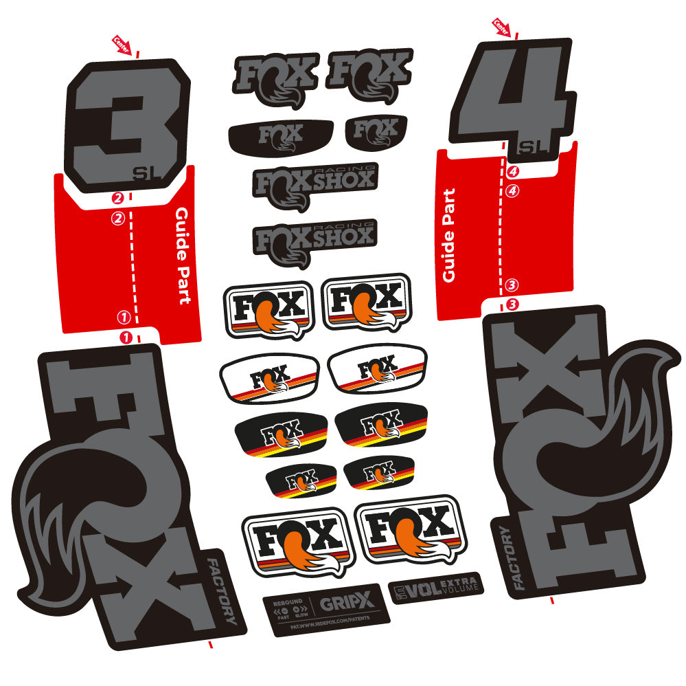 Stickers Fox 34 SL Factory compatibles - Autocollants fourche VTT