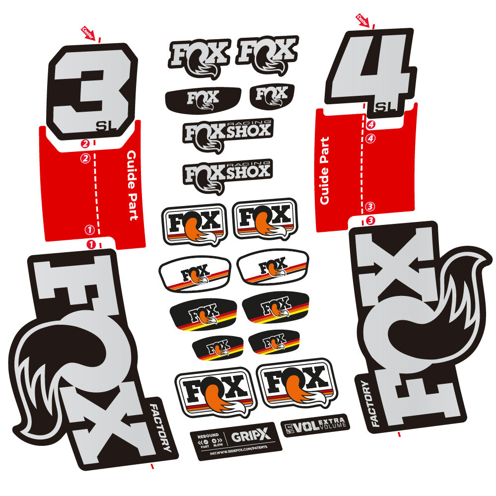 Stickers Fox 34 SL Factory compatibles - Autocollants fourche VTT