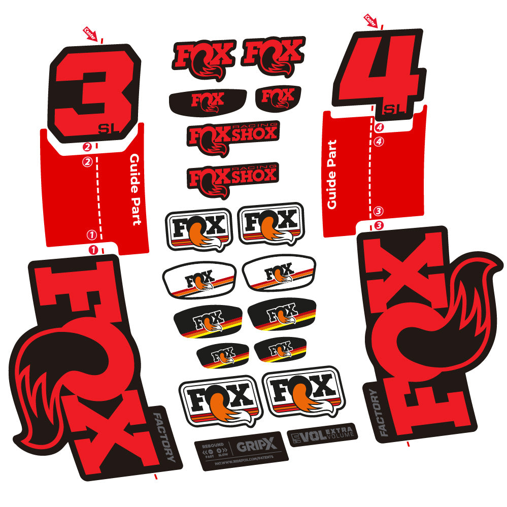 Stickers Fox 34 SL Factory compatibles Autocollants fourche VTT 29"