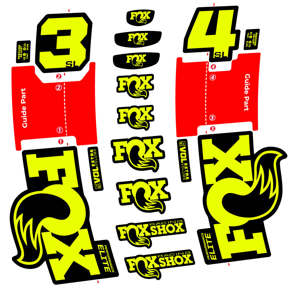 Stickers FOX 34 SL Performance Elite compatibles - Autocollants fourche VTT