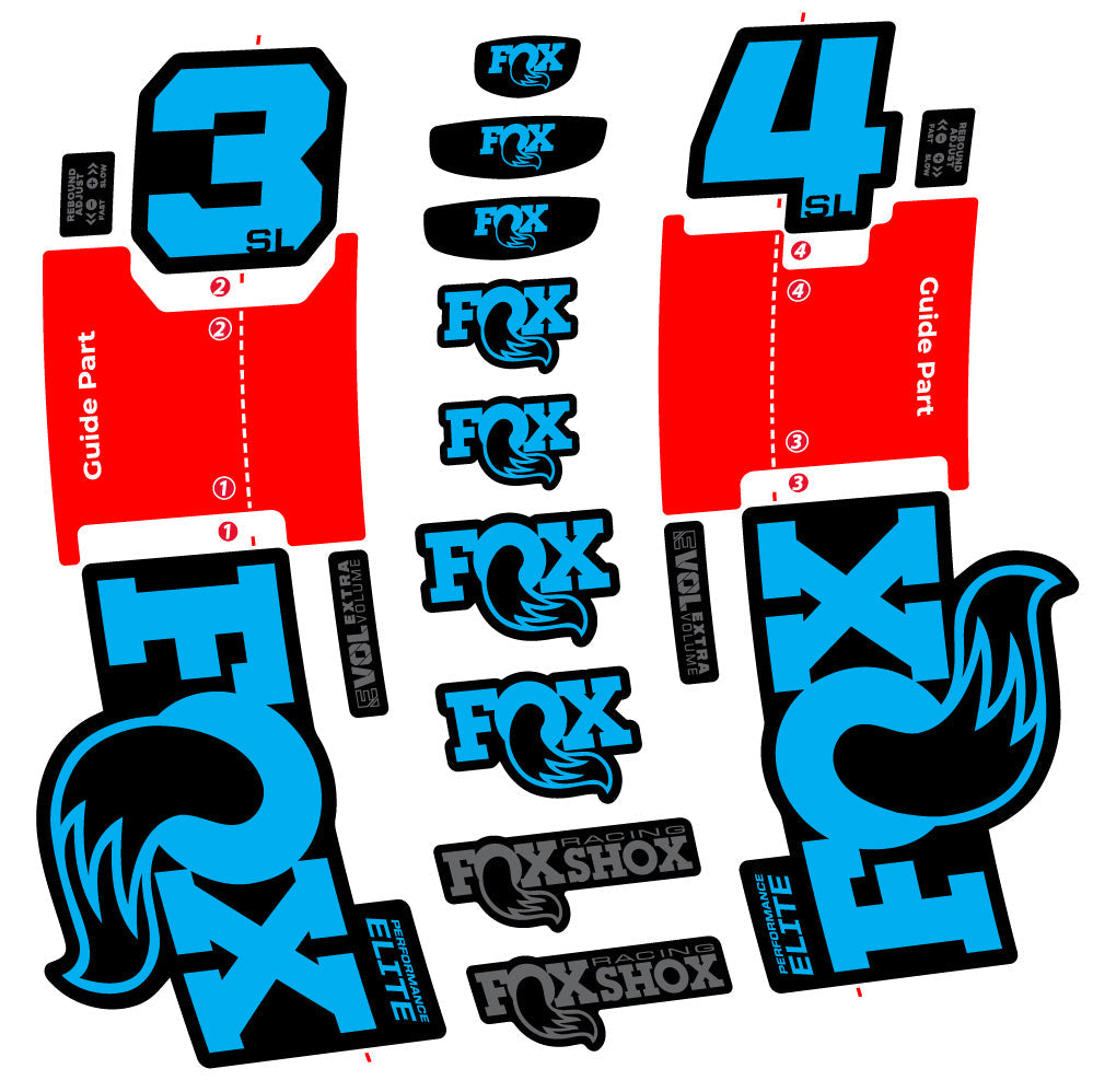 Stickers FOX 34 SL Performance Elite compatibles Autocollants fourche VTT 29"