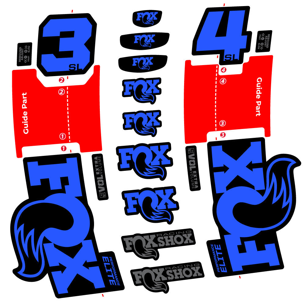 Stickers FOX 34 SL Performance Elite compatibles - Autocollants fourche VTT