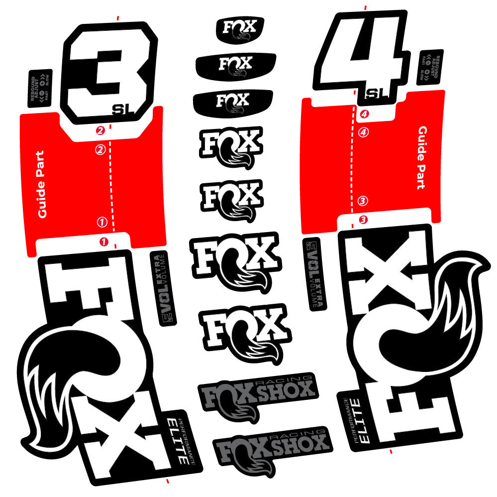 Stickers FOX 34 SL Performance Elite compatibles Autocollants fourche VTT 29"