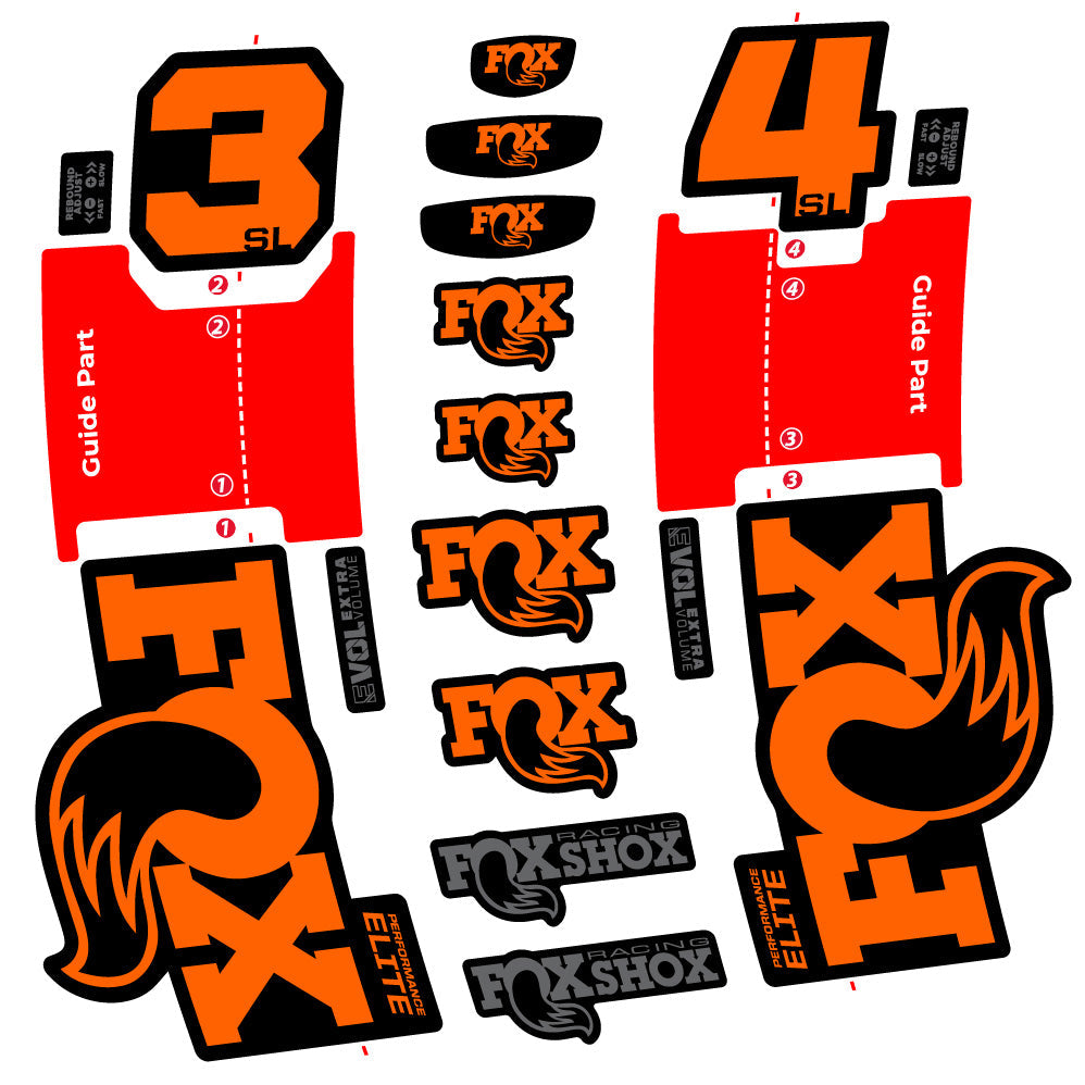 Stickers FOX 34 SL Performance Elite compatibles Autocollants fourche VTT 29"
