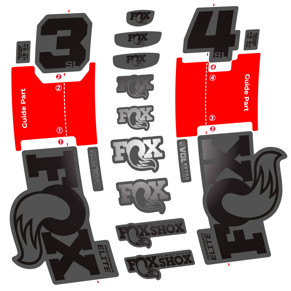 Stickers FOX 34 SL Performance Elite compatibles - Autocollants fourche VTT