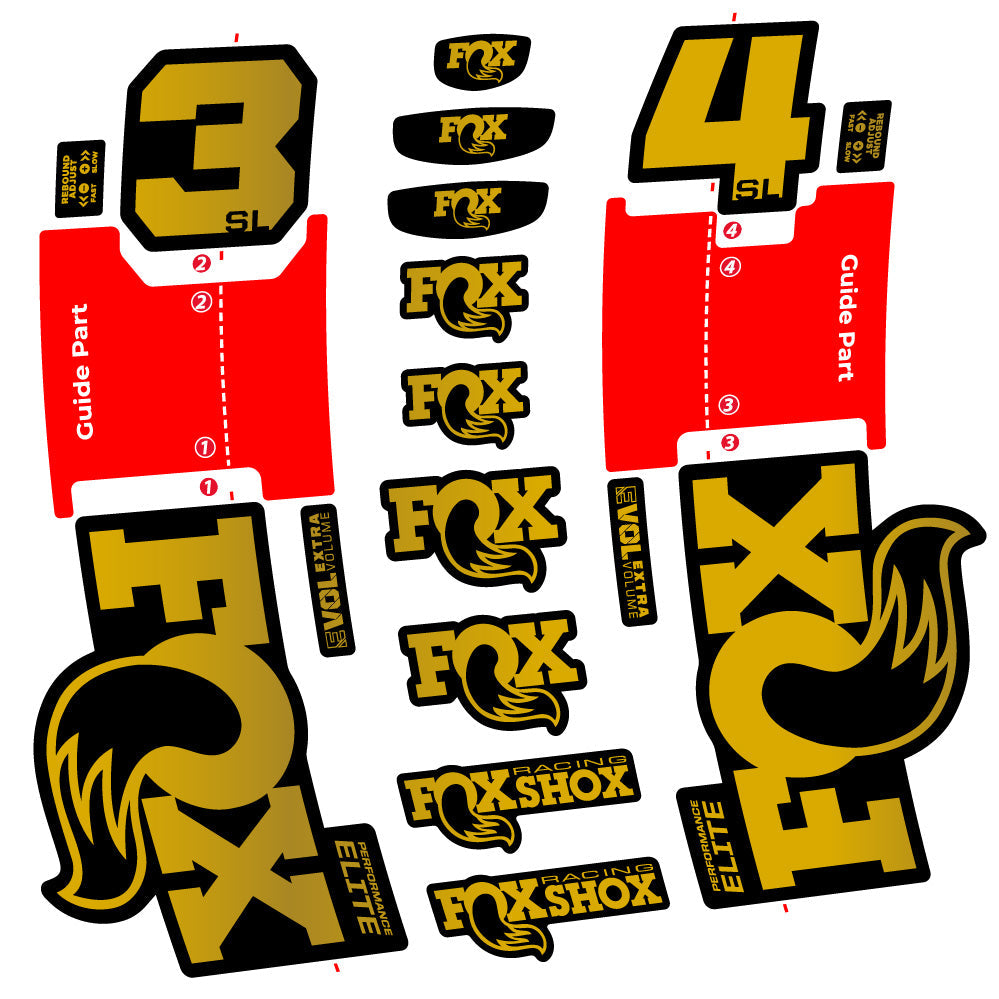 Stickers FOX 34 SL Performance Elite compatibles - Autocollants fourche VTT
