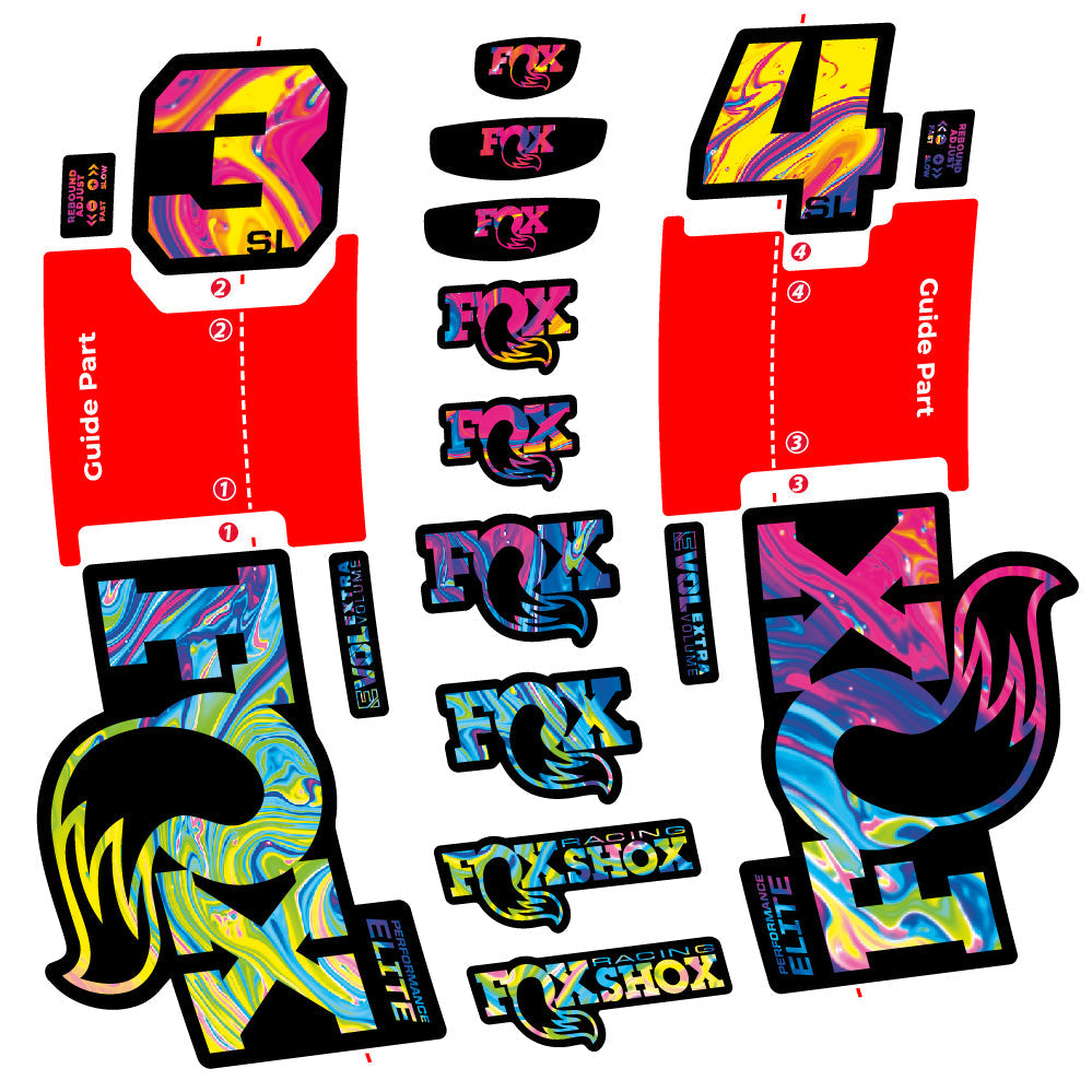 Stickers FOX 34 SL Performance Elite compatibles - Autocollants fourche VTT