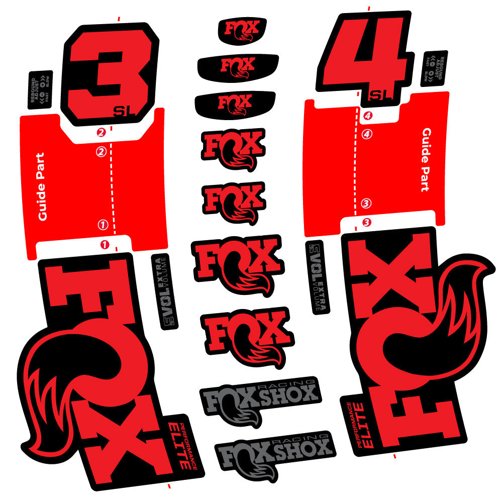Stickers FOX 34 SL Performance Elite compatibles - Autocollants fourche VTT