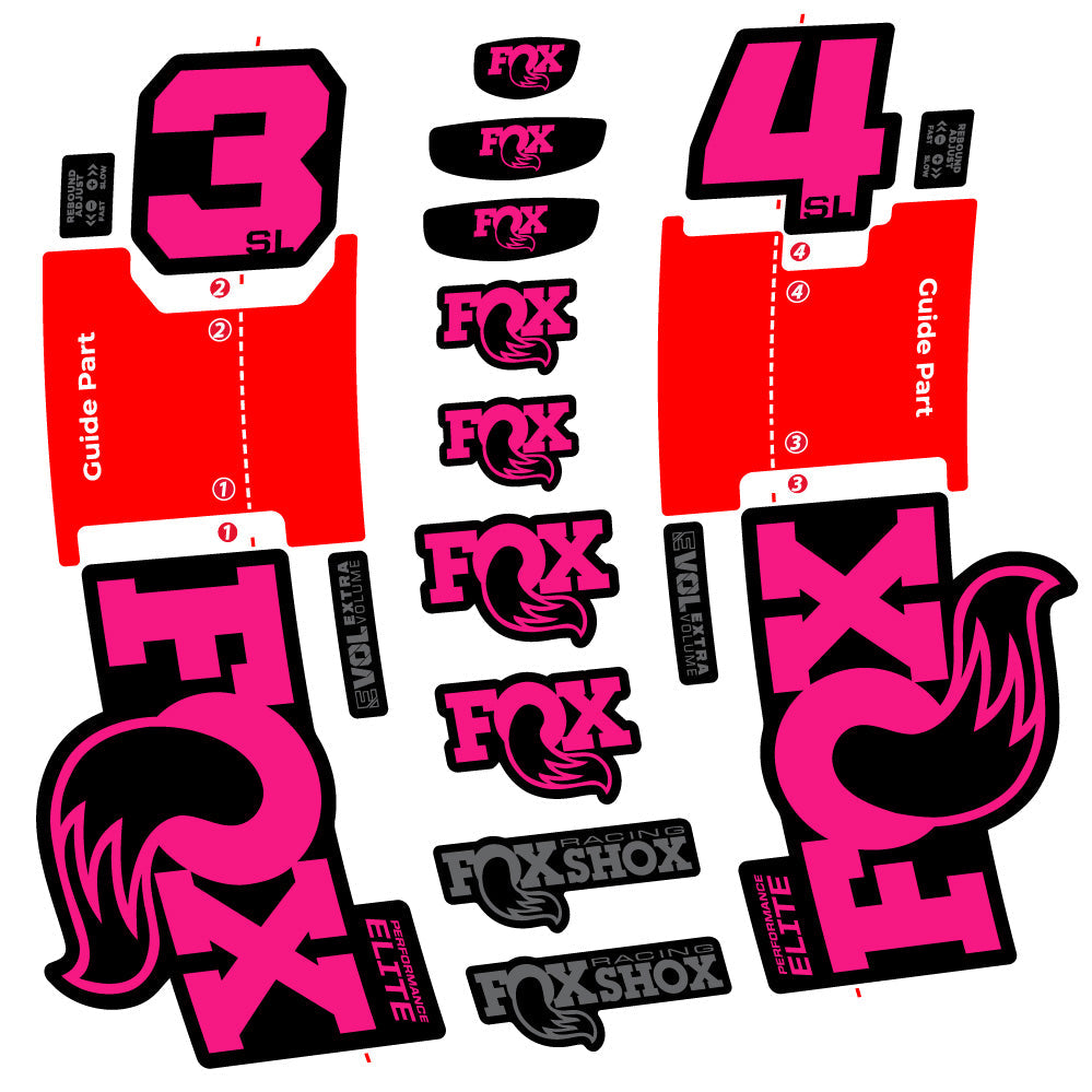 Stickers FOX 34 SL Performance Elite compatibles - Autocollants fourche VTT